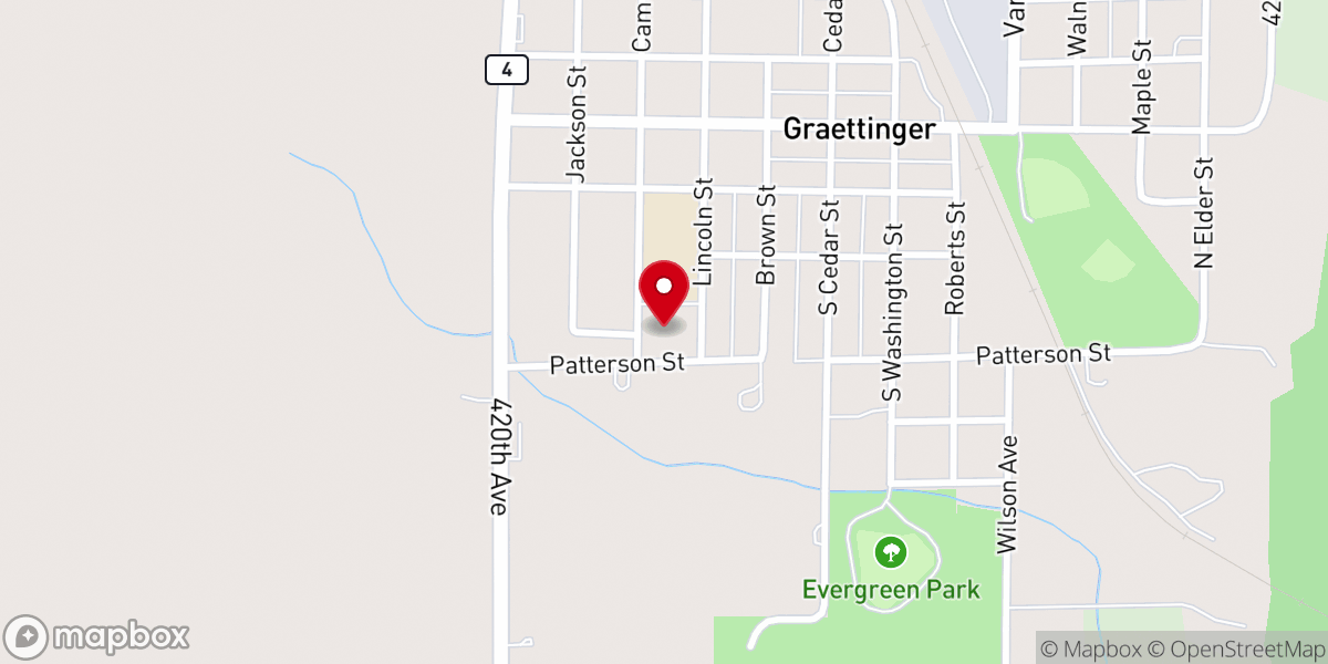 Map showing location of Bethel Lutheran Church