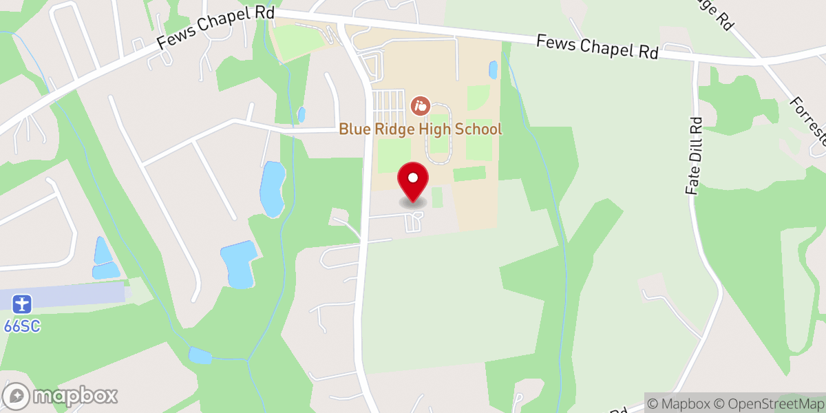 Map showing location of Blue Ridge Baptist Church