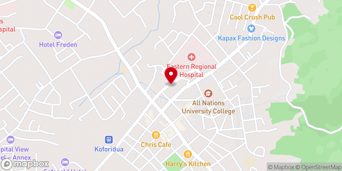 Map showing location of Eden Revival Church International- Koforidua