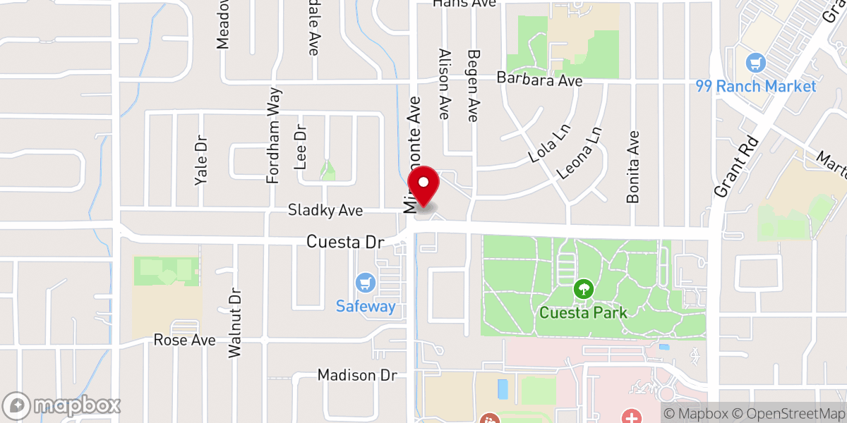 Map showing location of First Presbyterian Church of Mountain View