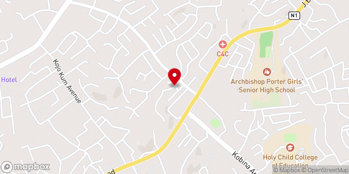 Map showing location of Living Praise Chapel International