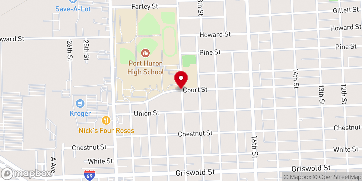 Map showing location of The Salvation Army Port Huron Corps Community Center