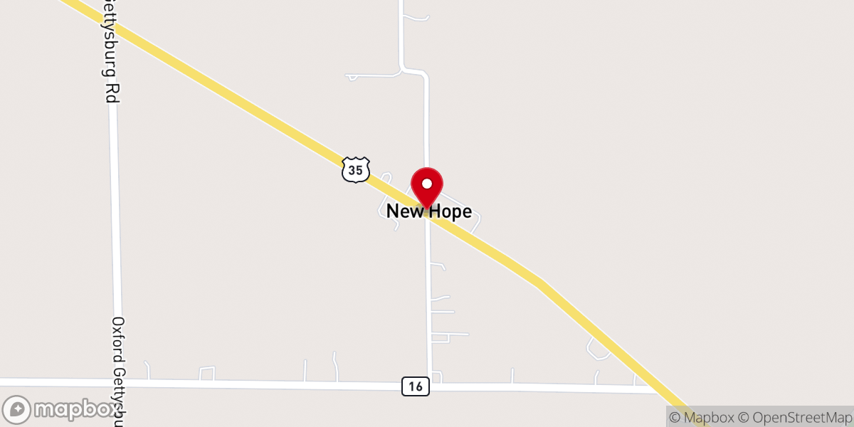 Map showing location of New Hope United Methodist Church