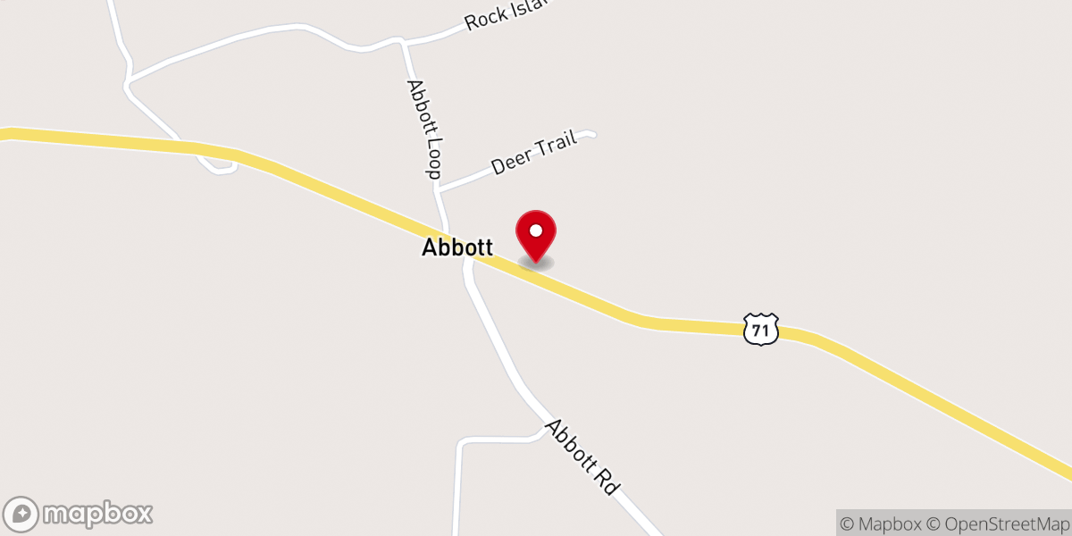 Map showing location of Abbott Baptist Church