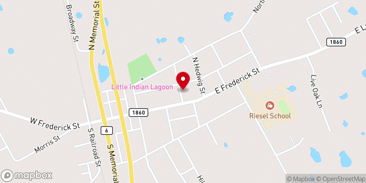 Map showing location of Riesel Water Plant