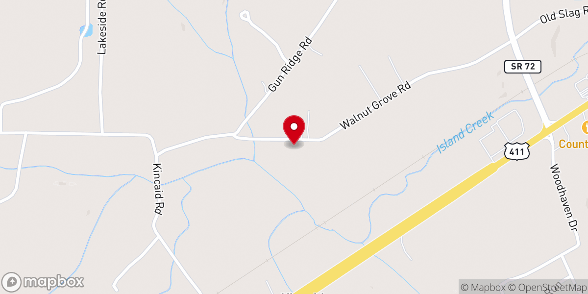 Map showing location of Walnut Grove Baptist Church
