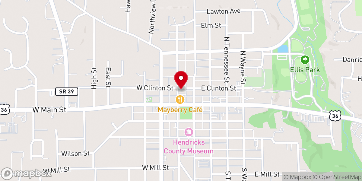 Map showing location of Unitarian Universalist Community Church of Hendricks County