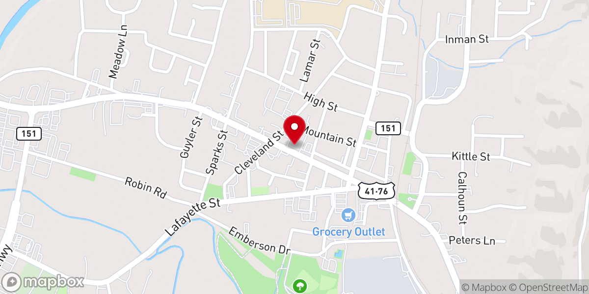 Map showing location of First Baptist Church-Ringgold