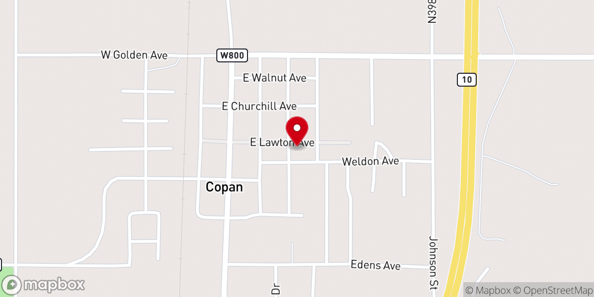 Map showing location of First Baptist Church of Copan