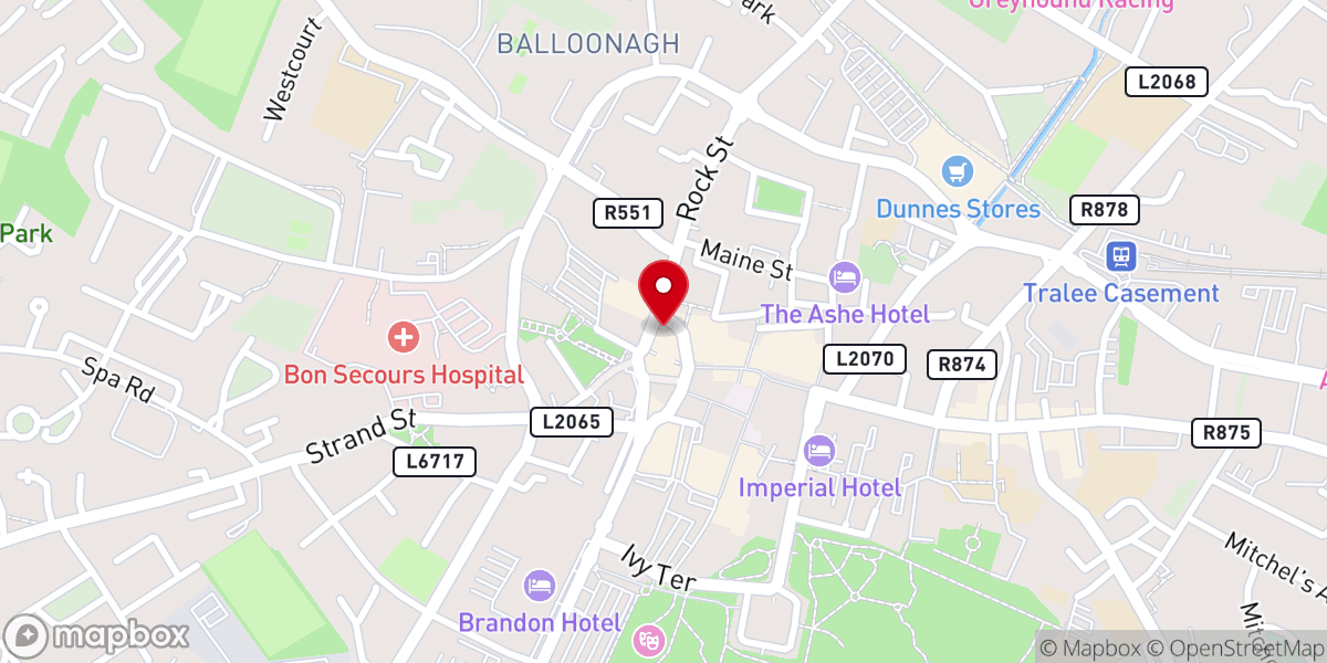 Map showing location of Kirby's Brogue Inn