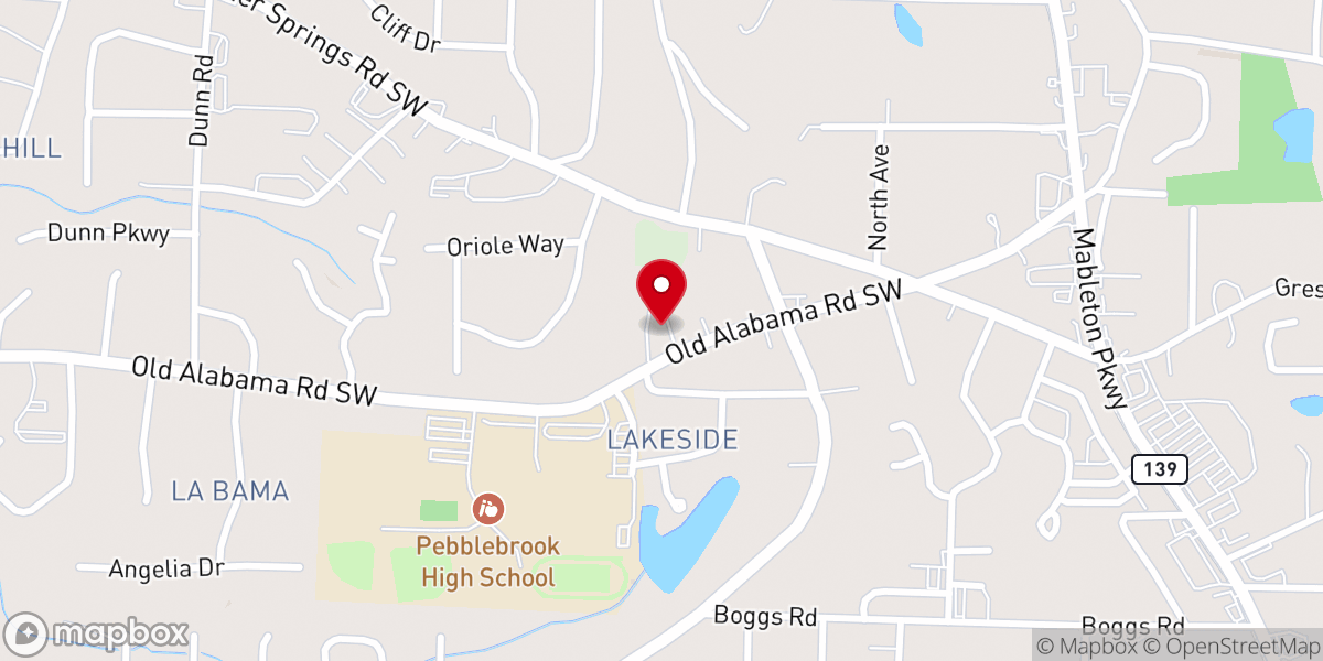 Map showing location of First Christian Church of Mableton