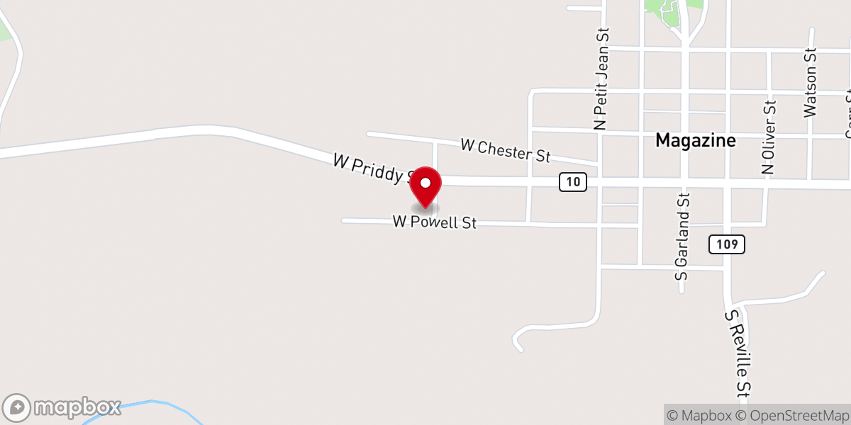 Map showing location of Magazine First Assembly of God Church - Food Distribution Center