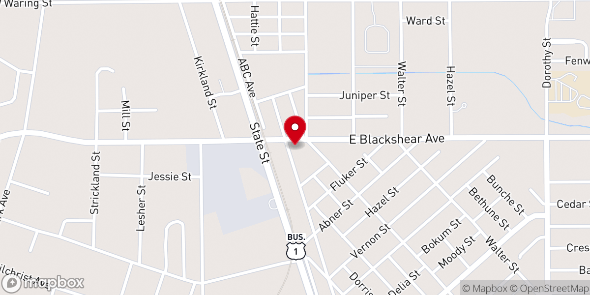 Map showing location of Waycross Holiness Baptist Church
