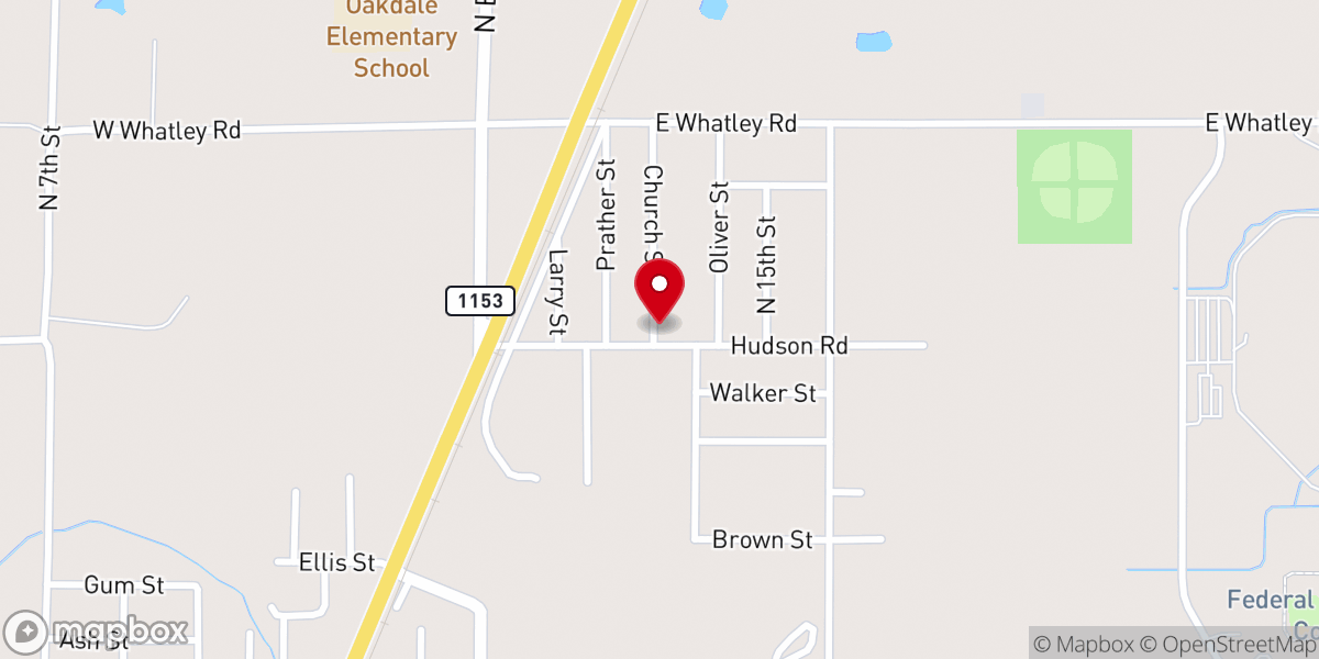 Map showing location of St Peter's Baptist Church