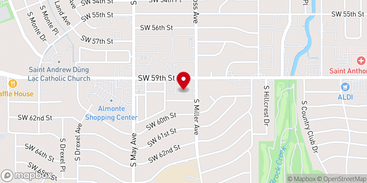Map showing location of Knob Hill Baptist Church
