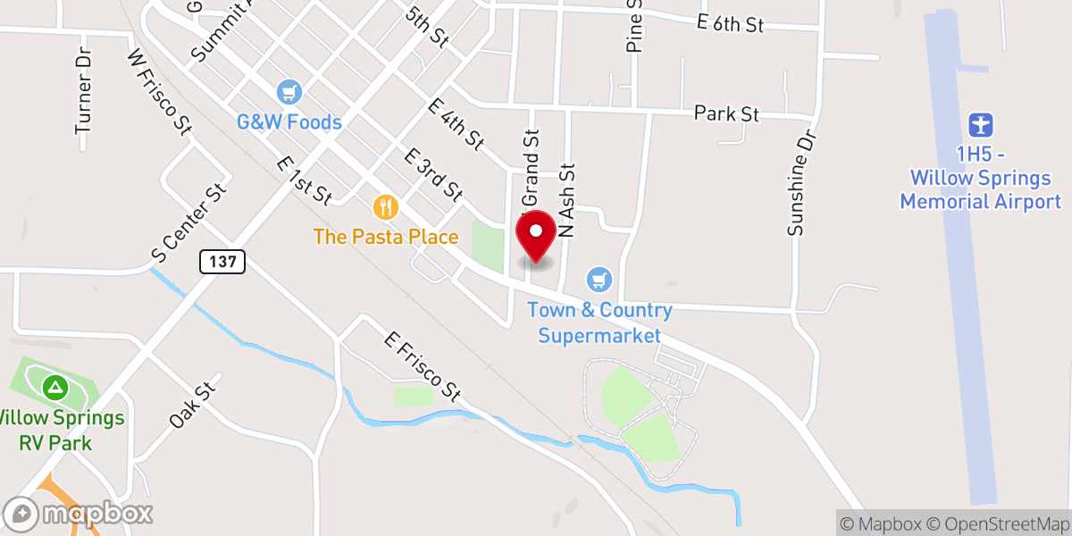 Map showing location of St. Paul Lutheran Church