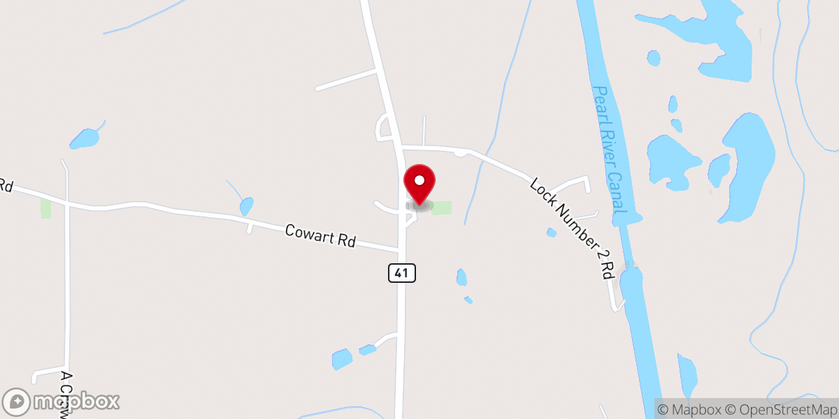 Map showing location of Hebron Baptist Church