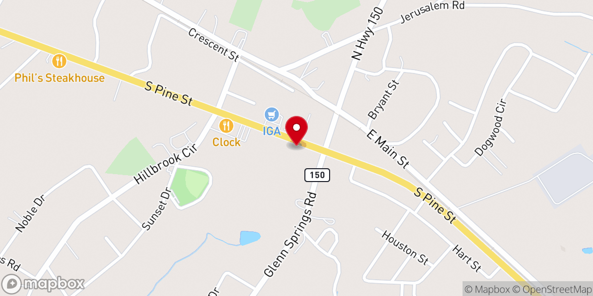 Map showing location of Pacolet United Methodist Church