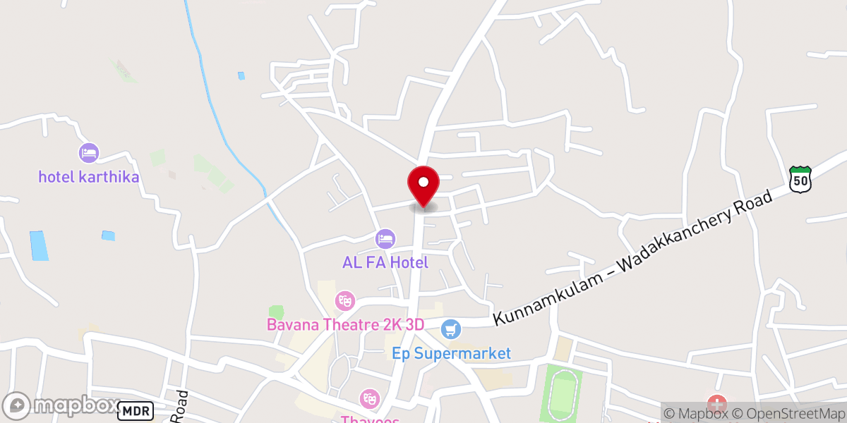 Map showing location of IPC Shalem Church Kunnamkulam