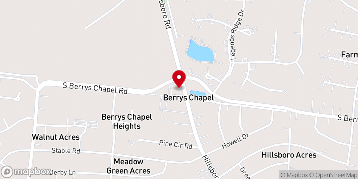 Map showing location of Berry's Chapel Church of Christ