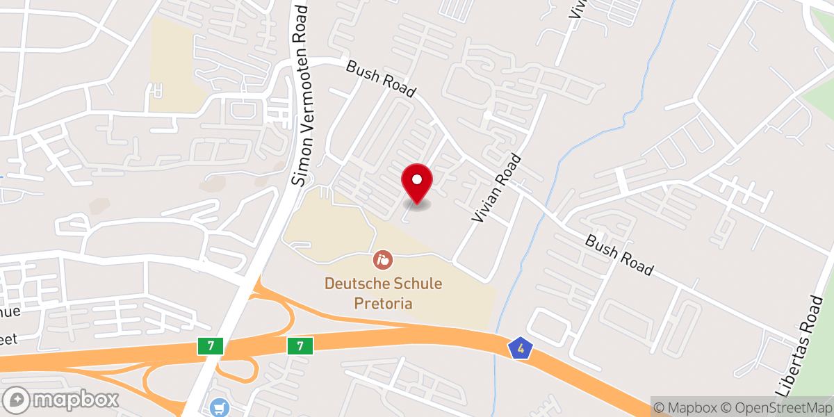 Map showing location of Evangelical Lutheran Johannes Congregation Pretoria East