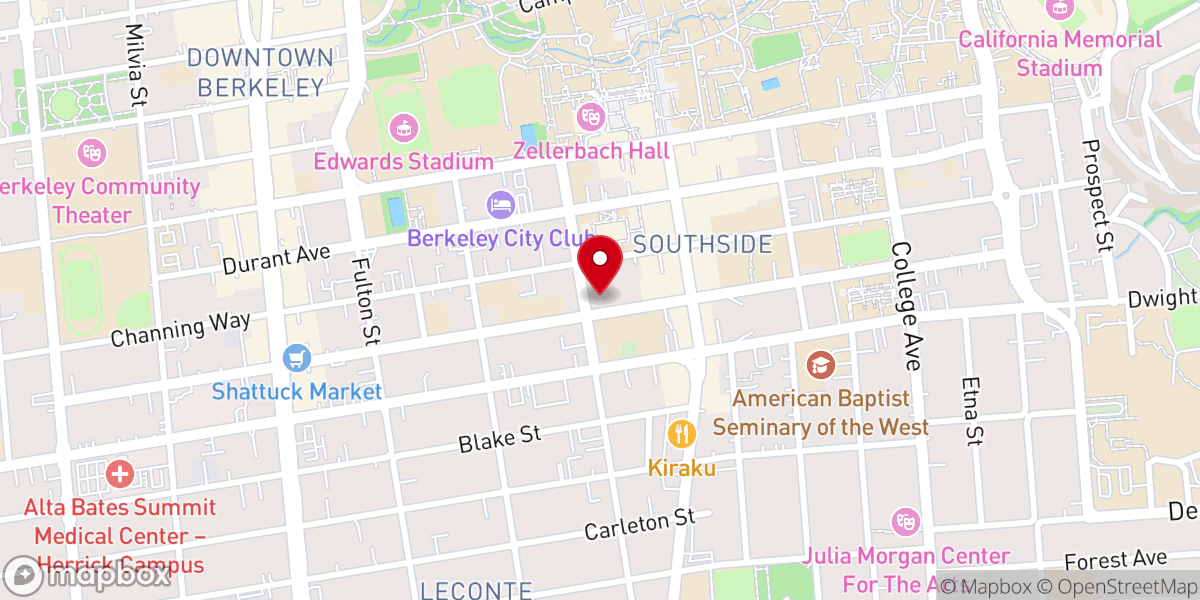 Map showing location of First Presbyterian Church of Berkeley