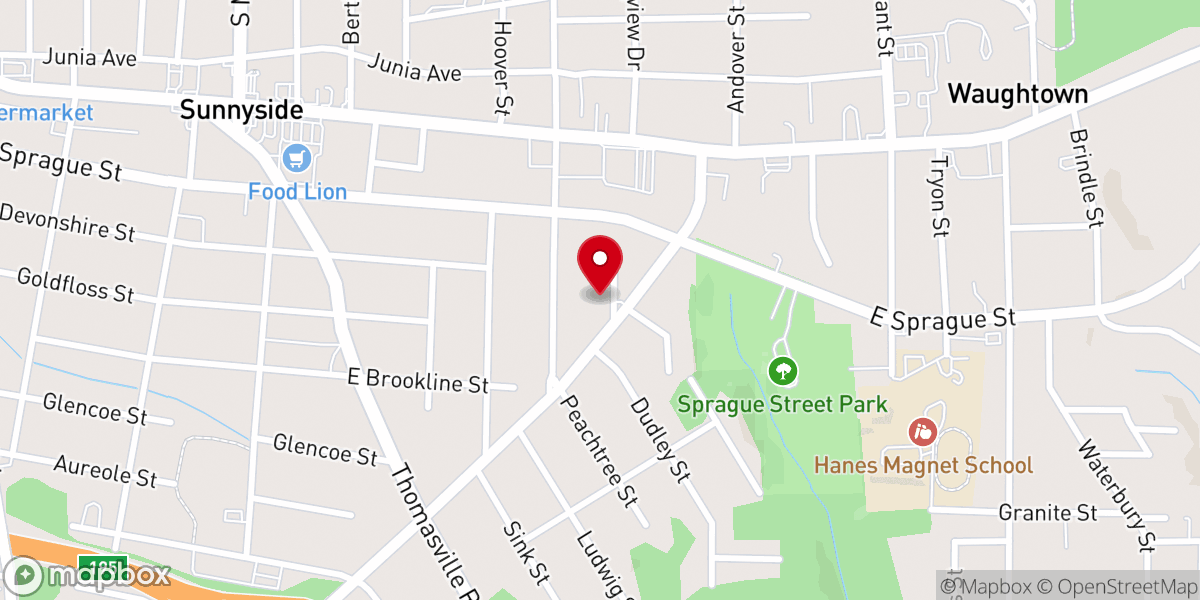Map showing location of Cottage St. Church of Christ Winston-Salem, NC