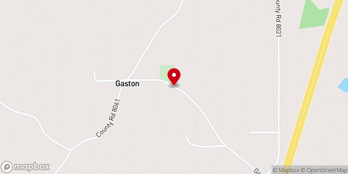 Map showing location of Gaston Baptist Church