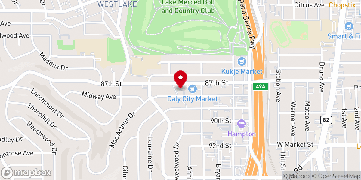Map showing location of Grace & Glory Church of Daly City