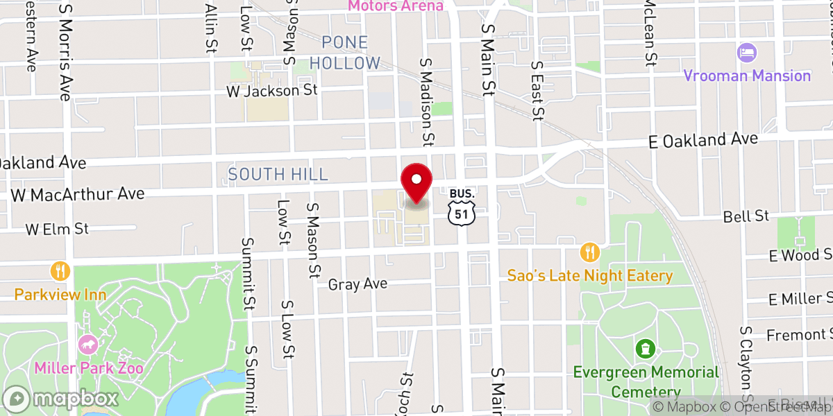 Map showing location of Trinity Lutheran Church