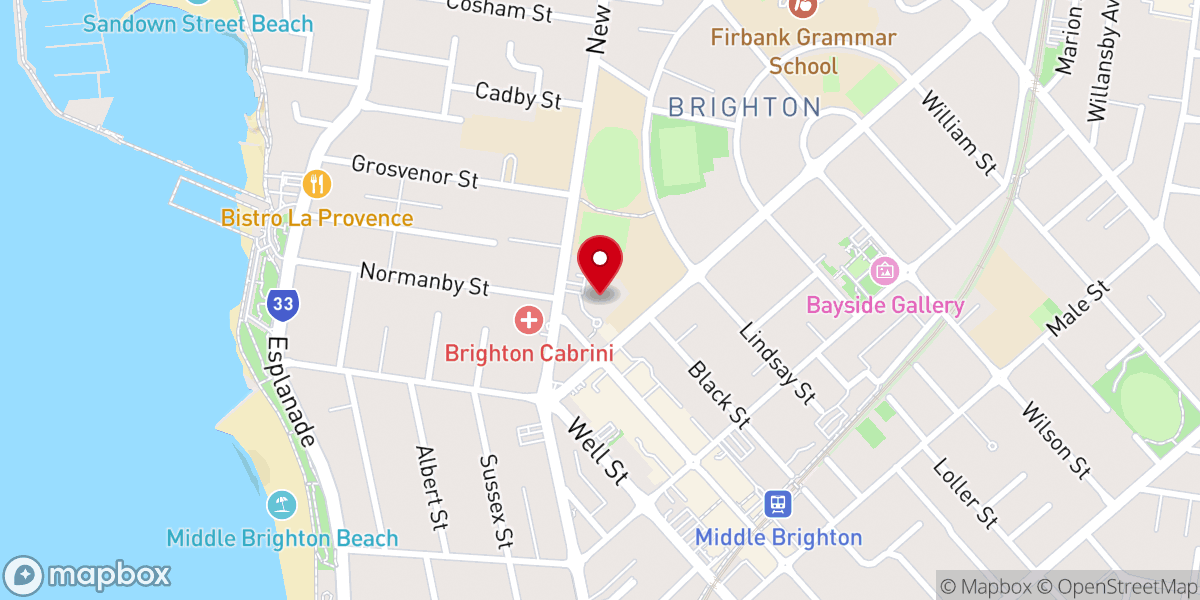 Map showing location of St Andrew's Anglican Church, Brighton