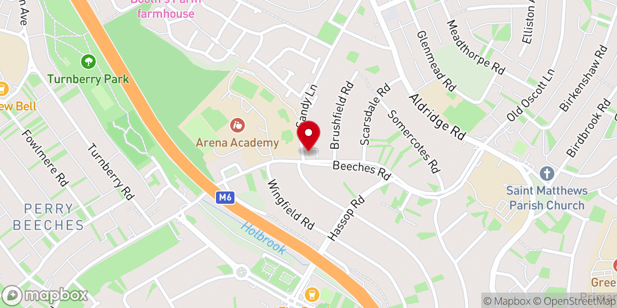 Map showing location of Perry Beeches Baptist Church