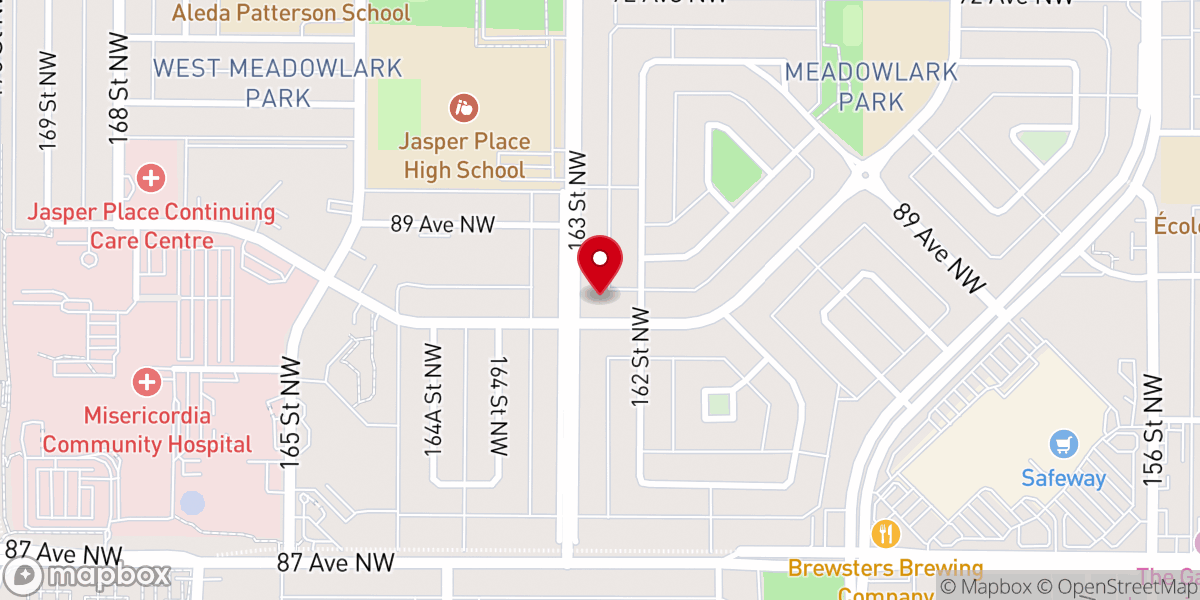 Map showing location of Jasper Place Baptist Church