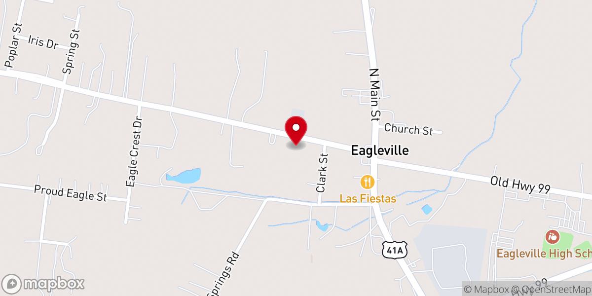 Map showing location of Eagleville Church of Christ