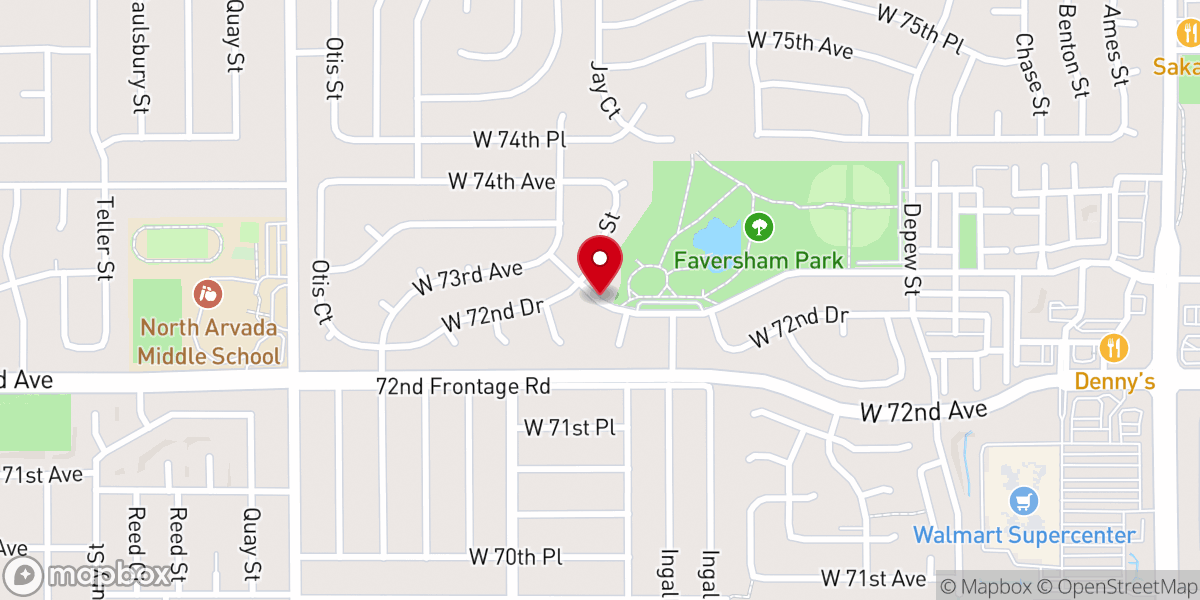 Map showing location of Good News Church Denver