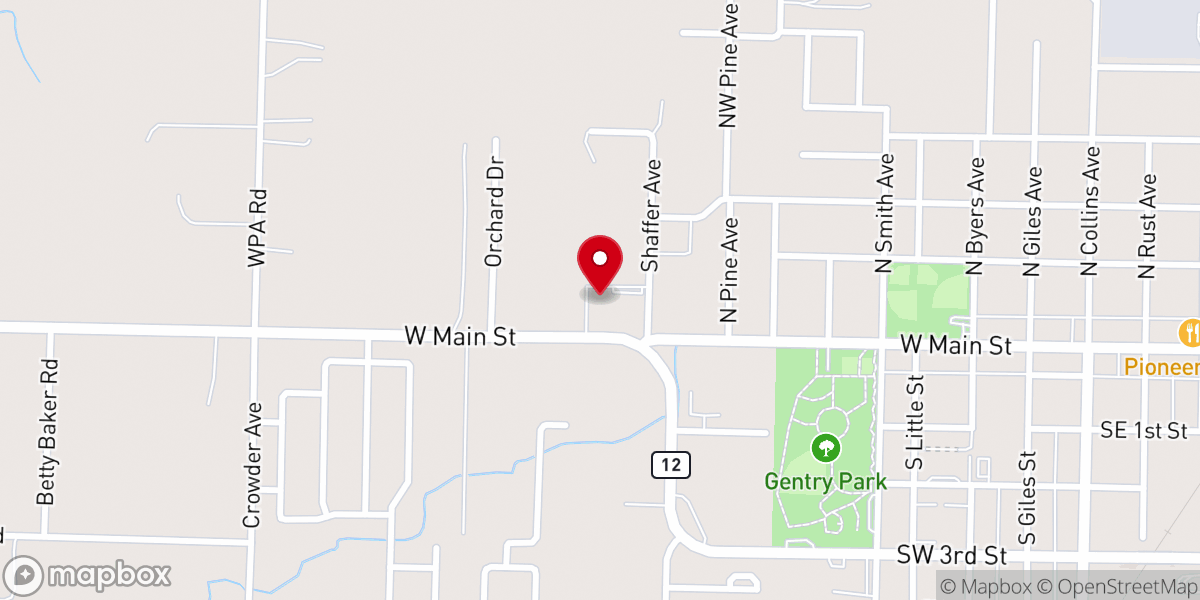 Map showing location of Gentry Spanish SDA Church