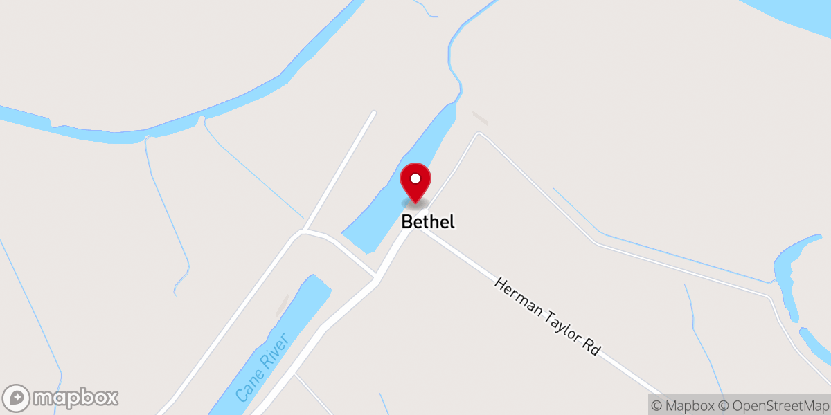 Map showing location of Bethel Baptist Church