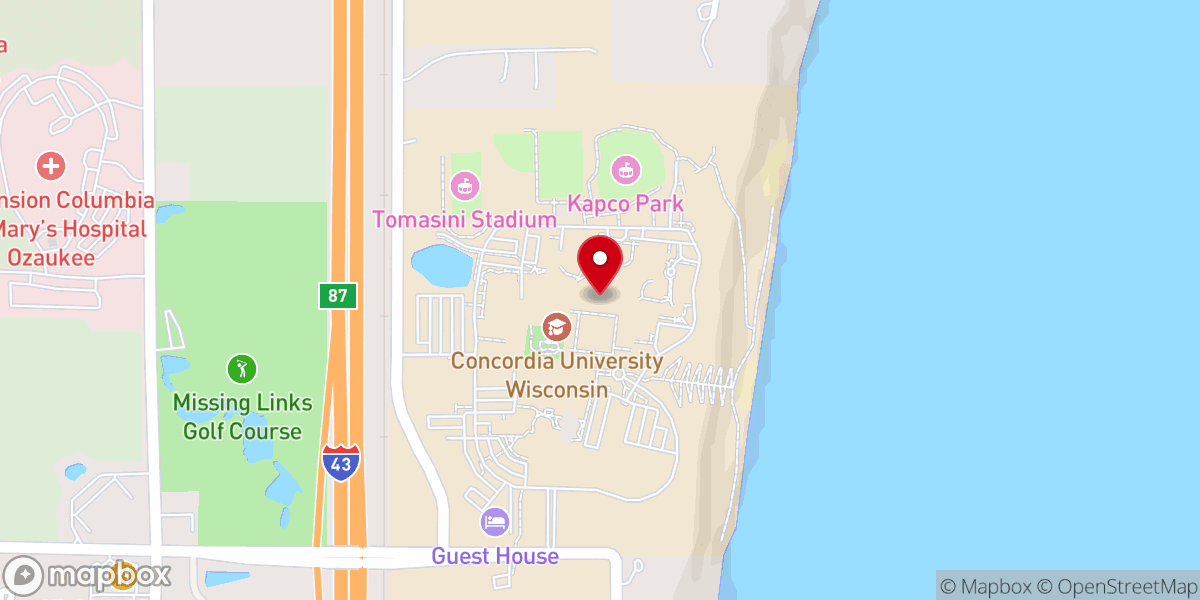 Map showing location of Chapel of Christ Triumphant at Concordia University Wisconsin