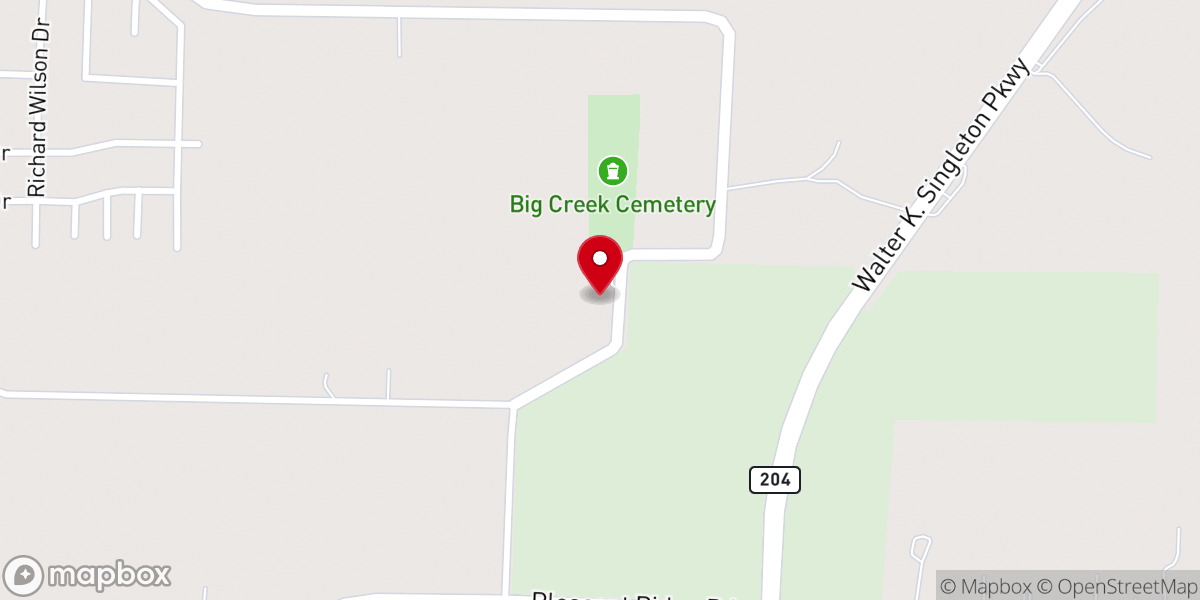 Map showing location of Big Creek Baptist Church