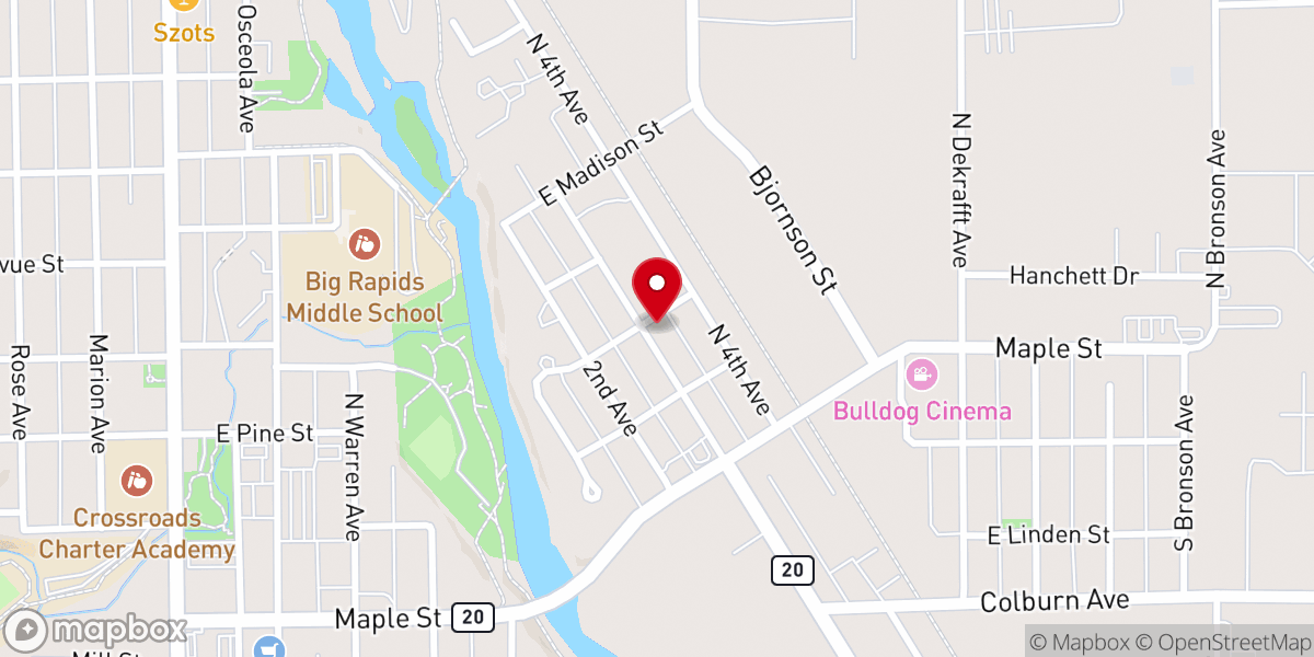 Map showing location of Big Rapids Parish