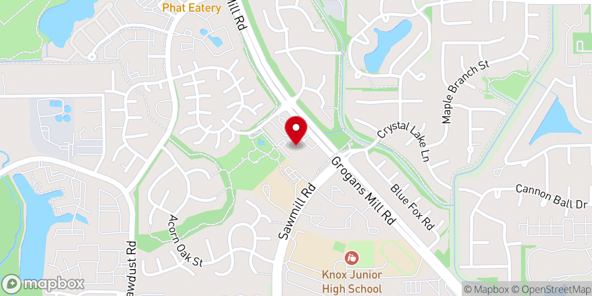 Map showing location of The Woodlands First Baptist Church