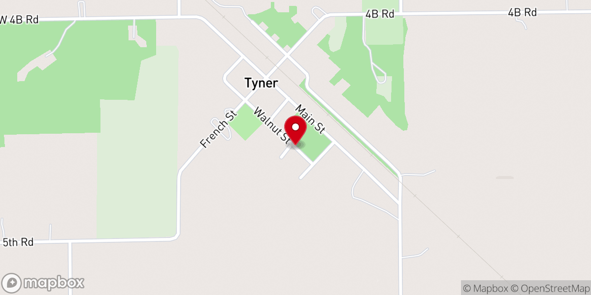 Map showing location of Tyner