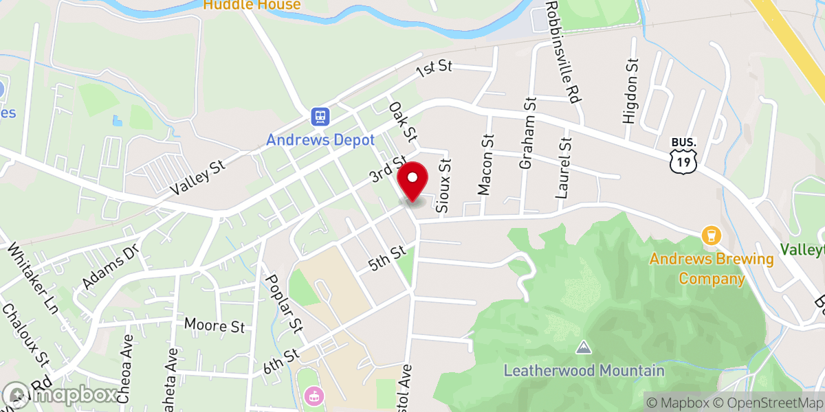Map showing location of Andrews Presbyterian Church