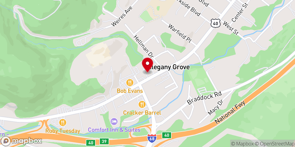 Map showing location of LaVale Baptist Church