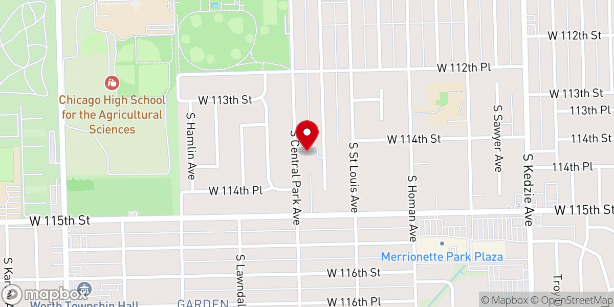 Map showing location of Parkwood Baptist Church