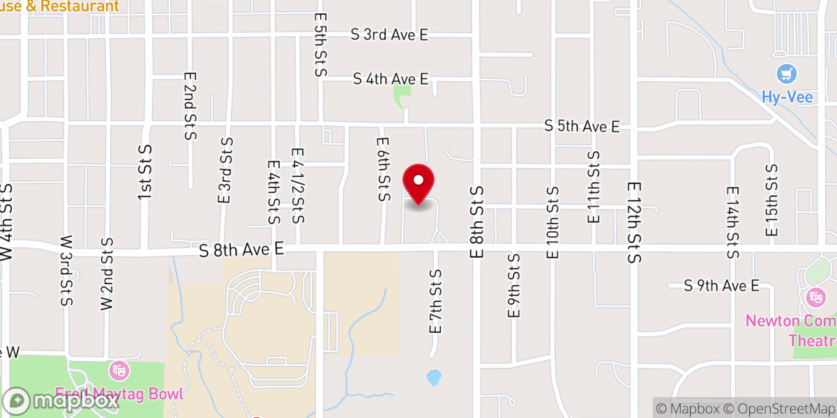 Map showing location of First Baptist Church Newton, Iowa