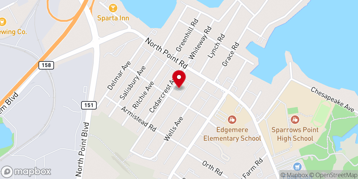 Map showing location of Edgemere Bible Church