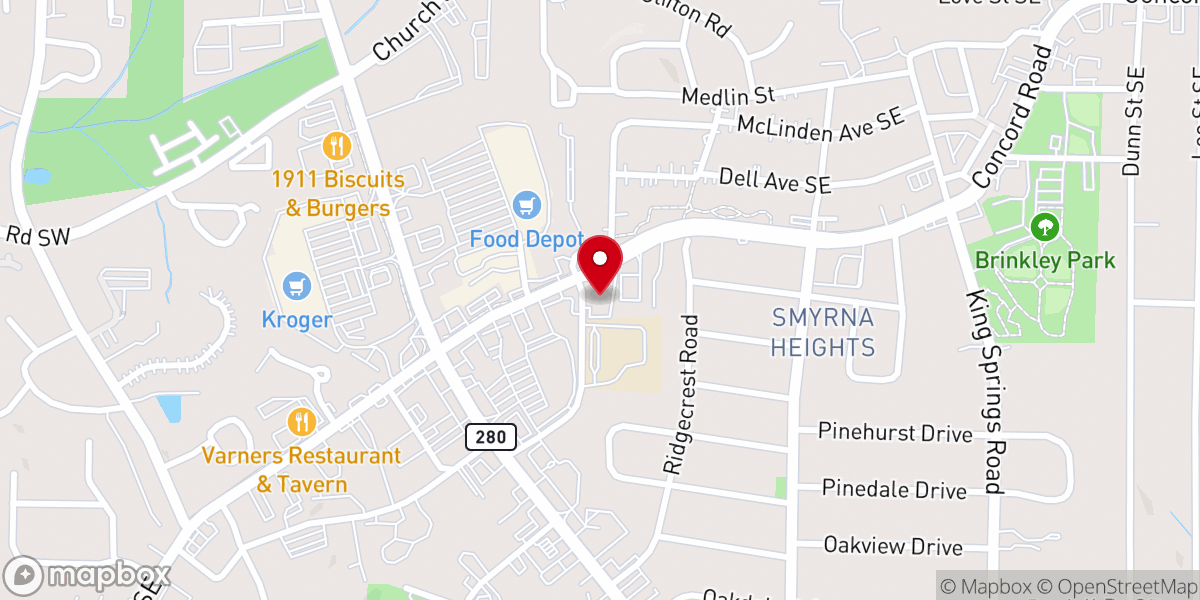 Map showing location of Smyrna Christian Church