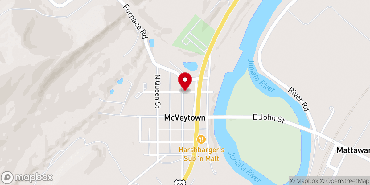 Map showing location of Mcveytown