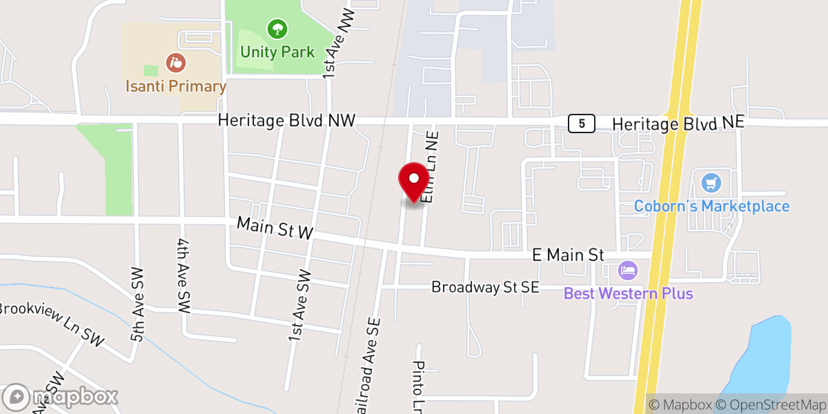 Map showing location of New Hope Community Church - Isanti Campus
